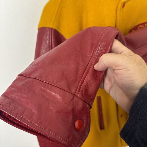 Vintage 1966 Varsity Men M/L Basketball Lords Edmonton Leather Wool Jacket - Picture 4 of 11